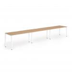 Evolve Plus 1400mm Single Row 3 Person Office Bench Desk Oak Top White Frame BE395