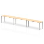 Evolve Plus 1600mm Single Row 3 Person Office Bench Desk Maple Top Silver Frame BE409
