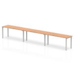 Evolve Plus 1600mm Single Row 3 Person Office Bench Desk Oak Top Silver Frame BE410