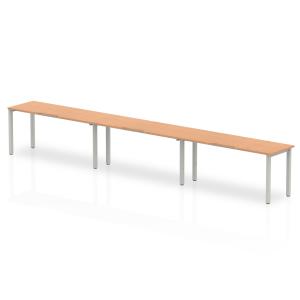 Evolve Plus 1600mm Single Row 3 Person Office Bench Desk Oak Top