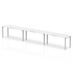Evolve Plus 1400mm Single Row 3 Person Office Bench Desk White Top Silver Frame BE411