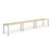 Single Silver Frame Bench Desk 1400 Maple (3 Pod) BE414