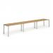 Single Silver Frame Bench Desk 1400 Oak (3 Pod) BE415