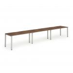 Evolve Plus 1200mm Single Row 3 Person Office Bench Desk Walnut Top Silver Frame BE417