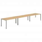 Single Silver Frame Bench Desk 1200 Beech (3 Pod) BE418