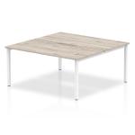 B2B White Frame Bench Desk 1600 Grey Oak (2 Pod) BE746