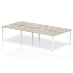 Evolve Plus 1400mm B2B 4 Person Office Bench Desk Grey Oak Top White Frame BE750