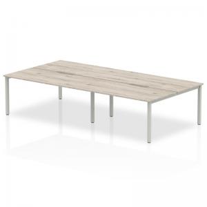 Evolve Plus 1600mm B2B 4 Person Office Bench Desk Grey Oak Top Silver