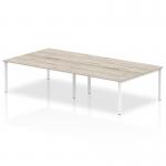 Evolve Plus 1600mm B2B 4 Person Office Bench Desk Grey Oak Top White Frame BE752