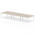 Evolve Plus 1200mm B2B 6 Person Office Bench Desk Grey Oak Top White Frame BE754