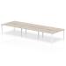 B2B White Frame Bench Desk 1200 Grey Oak (6 Pod) BE754
