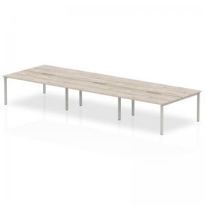 Evolve Plus 1600mm B2B 6 Person Office Bench Desk Grey Oak Top Silver
