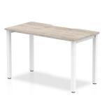 Single White Frame Bench Desk 1200 Grey Oak BE760
