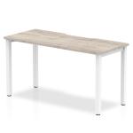 Single White Frame Bench Desk 1400 Grey Oak BE762
