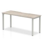 Single Silver Frame Bench Desk 1600 Grey Oak BE763