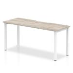 Single White Frame Bench Desk 1600 Grey Oak BE764