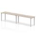 Single Silver Frame Bench Desk 1400 Grey Oak (2 Pod) BE767