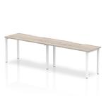 Evolve Plus 1400mm Single Row 2 Person Office Bench Desk Grey Oak Top White Frame BE768