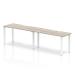 Single White Frame Bench Desk 1400 Grey Oak (2 Pod) BE768