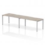 Evolve Plus 1600mm Single Row 2 Person Office Bench Desk Grey Oak Top Silver Frame BE769