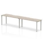 Single Silver Frame Bench Desk 1600 Grey Oak (2 Pod) BE769