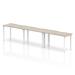 Single White Frame Bench Desk 1200 Grey Oak (3 Pod) BE772