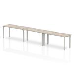 Evolve Plus 1400mm Single Row 3 Person Office Bench Desk Grey Oak Top Silver Frame BE773