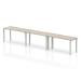 Single Silver Frame Bench Desk 1400 Grey Oak (3 Pod) BE773