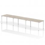 Evolve Plus 1400mm Single Row 3 Person Office Bench Desk Grey Oak Top White Frame BE774