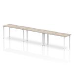 Evolve Plus 1400mm Single Row 3 Person Office Bench Desk Grey Oak Top White Frame BE774