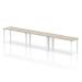 Single White Frame Bench Desk 1400 Grey Oak (3 Pod) BE774