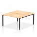 This picture features a 1400mm Dynamic Bench Desking Evolve Plus with a maple top and black frame. It is a 2 person office bench desk, providing a spacious and modern work space. The sleek design and sturdy construction make it ideal for any professional setting.