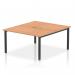 The Dynamic Bench Desking Evolve Plus 1400mm B2B 2 Person Office Bench Desk has a sleek and modern design. It features an oak top and black frame, adding a touch of sophistication to any office space. The spacious surface and sturdy construction make it perfect for collaborative work environments.