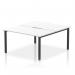 The Dynamic Bench Desking Evolve Plus is a stylish and modern office desk that is perfect for two people to work side by side. The 1400mm white top contrasts beautifully with the sleek black frame, creating a sleek and professional workspace.