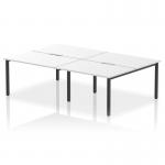 This picture features a sleek and modern 4-person office bench desk with a 1200mm length, white tabletop, and black frame. The dynamic design allows for versatile and collaborative workspaces.