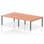 This photo features the Dynamic Bench Desking Evolve Plus with a 1400mm beech top and black frame. Designed to accommodate four people, this sleek and modern office bench desk offers ample workspace while also adding a touch of sophistication to any office setting. The clean lines and minimalist design make it a versatile option for any professional environment.