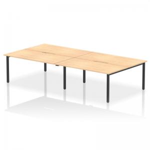 Evolve Plus 1600mm B2B 4 Person Office Bench Desk Maple Top Black