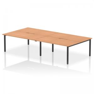 Evolve Plus 1600mm B2B 4 Person Office Bench Desk Oak Top Black Frame