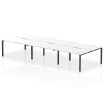 Evolve Plus 1400mm B2B 6 Person Office Bench Desk White Top Black Frame BE839