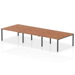 Evolve Plus 1400mm B2B 6 Person Office Bench Desk Walnut Top Black Frame BE840