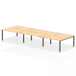 Evolve Plus 1600mm B2B 6 Person Office Bench Desk Maple Top Black