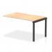 The Dynamic Bench Desk Add On Units Evolve Plus 1400mm Single Row Office Bench Desk Ext Kit features a sleek and modern design with a maple top and black frame. This versatile unit can be easily added on to any workspace for increased functionality and organization.