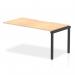This photo shows two dynamic bench desk add-on units from the Evolve Plus collection, set up as a 1600mm single row office bench desk. The desk features a maple top and a sleek black frame.