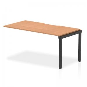 Evolve Plus 1600mm Single Row Office Bench Desk Ext Kit Oak Top Black