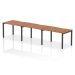 Evolve Plus 1200mm Single Row 3 Person Office Bench Desk Walnut Top Black Frame BE888