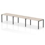 Evolve Plus 1400mm Single Row 3 Person Office Bench Desk Grey Oak Top Black Frame BE890