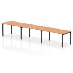 Evolve Plus 1400mm Single Row 3 Person Office Bench Desk Oak Top Black Frame BE892