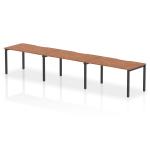 Evolve Plus 1400mm Single Row 3 Person Office Bench Desk Walnut Top Black Frame BE894