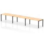 Evolve Plus 1600mm Single Row 3 Person Office Bench Desk Maple Top Black Frame BE897