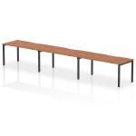 Evolve Plus 1600mm Single Row 3 Person Office Bench Desk Walnut Top Black Frame BE900